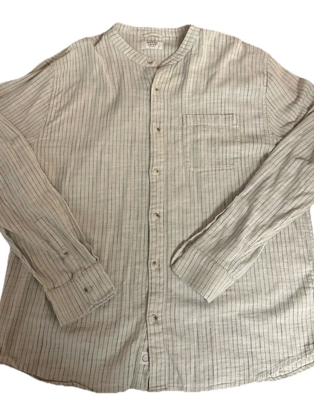 Marine Layer Mandarin Collar Shirt Mens XL X-Large Button Up Stripe NWOT